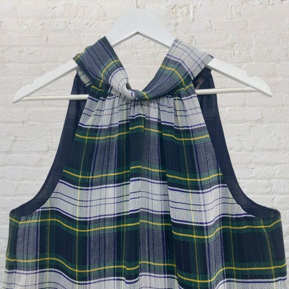 J.Crew Stewart Tartan Halter Tie-Back Chiffon Blouse 14 - Picture 4 of 16